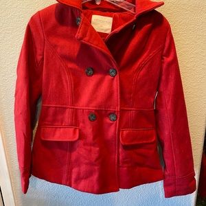 Areopostale red hooded pea coat
